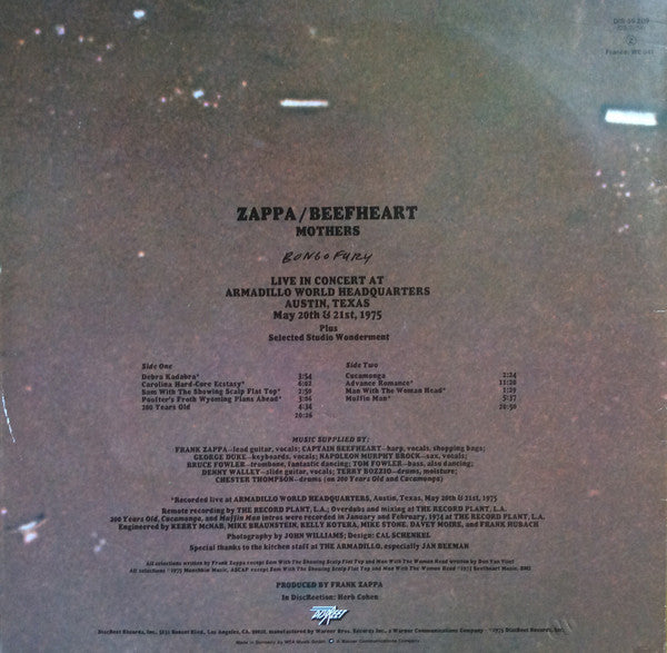 Zappa* / Beefheart* / Mothers* : Bongo Fury (LP, Album, RE)