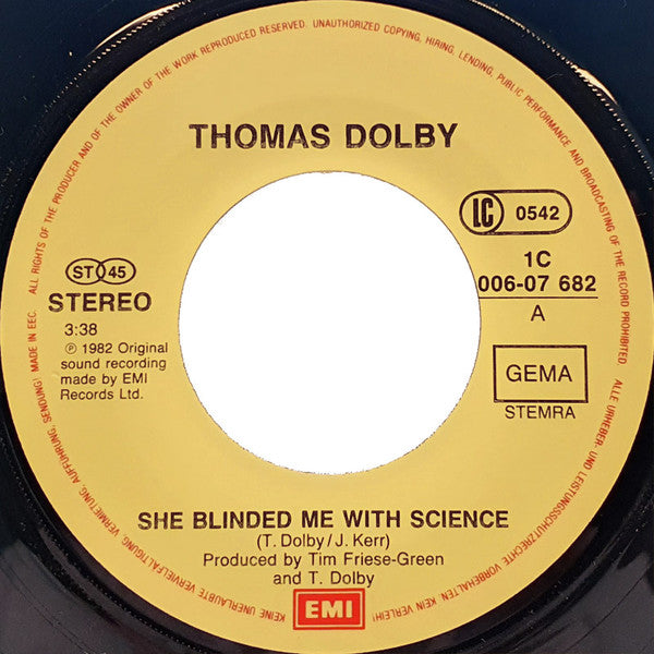 Thomas Dolby : She Blinded Me With Science (7", Single)