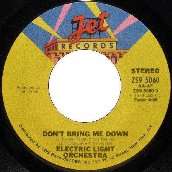 Electric Light Orchestra : Don't Bring Me Down (7", Single, Styrene, San)