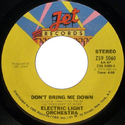 Electric Light Orchestra : Don't Bring Me Down (7", Single, Styrene, San)