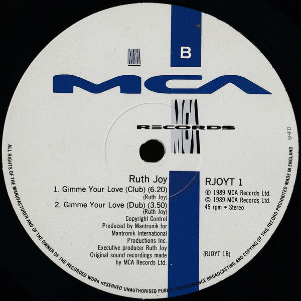 Ruth Joy : Don't Push It (12", Rut)