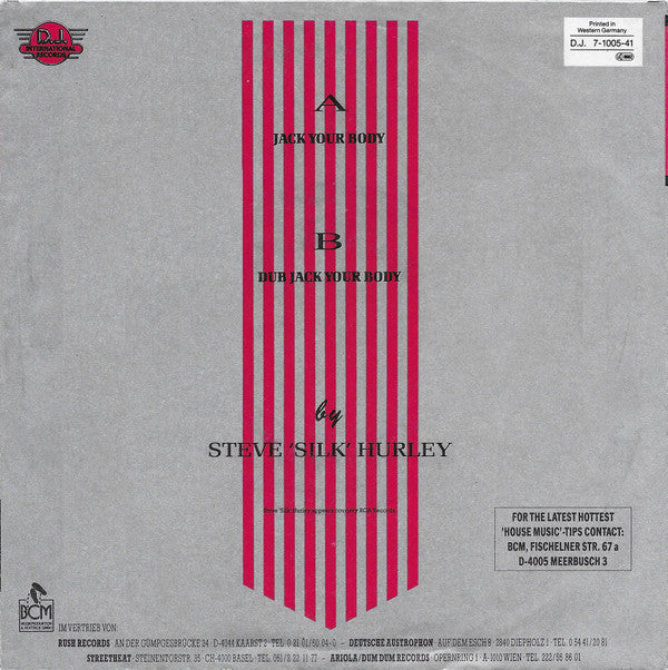 Steve 'Silk' Hurley* : Jack Your Body (7", Single)