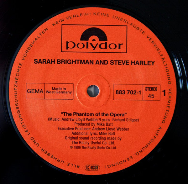 Sarah Brightman / Steve Harley : The Phantom Of The Opera (12", Maxi)
