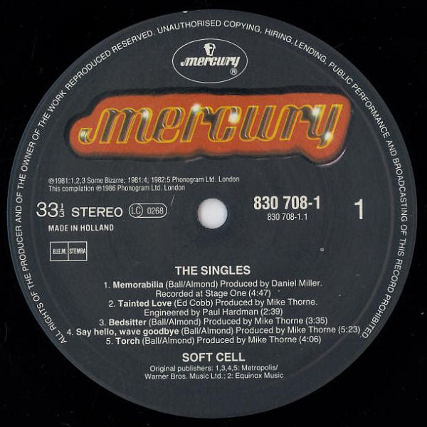 Soft Cell : The Singles (LP, Comp)