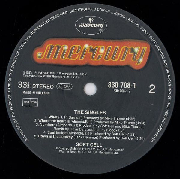 Soft Cell : The Singles (LP, Comp)