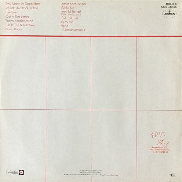 Trio : Bye Bye (LP, Album, Club)