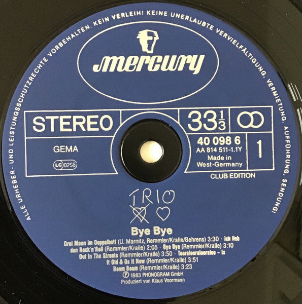 Trio : Bye Bye (LP, Album, Club)