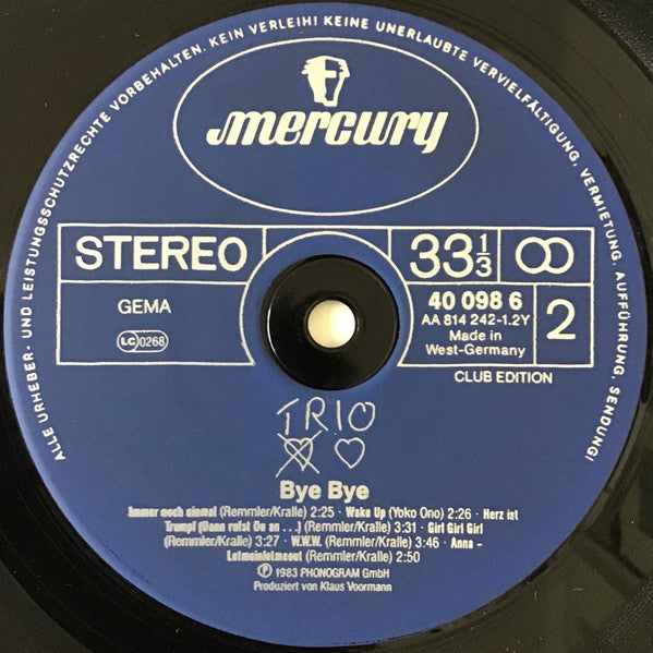 Trio : Bye Bye (LP, Album, Club)