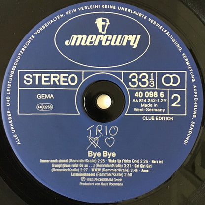 Trio : Bye Bye (LP, Album, Club)
