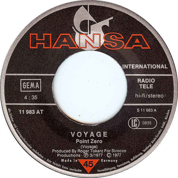 Voyage : Point Zero (7", Single)