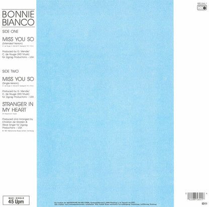 Bonnie Bianco : Miss You So (12", Maxi)