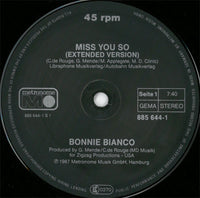 Bonnie Bianco : Miss You So (12", Maxi)