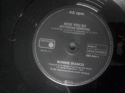 Bonnie Bianco : Miss You So (12", Maxi)