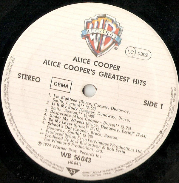Alice Cooper : Alice Cooper's Greatest Hits (LP, Comp, Str)