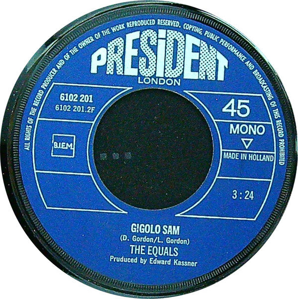 The Equals : I Can See, But You Don't Know / Gigolo Sam (7", Single)