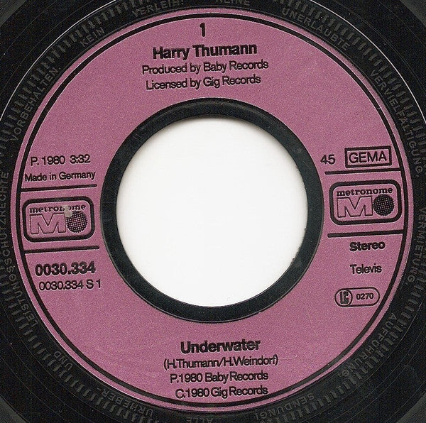 Harry Thumann : Underwater (7", Single)