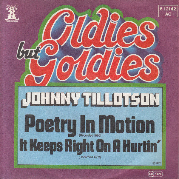 Johnny Tillotson : Poetry In Motion / It Keeps Right On A Hurtin' (7", Single)