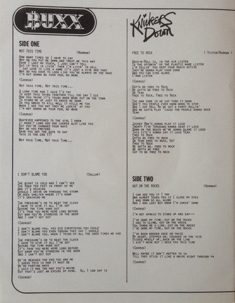 Buxx (3) : Knickers Down (12", EP)