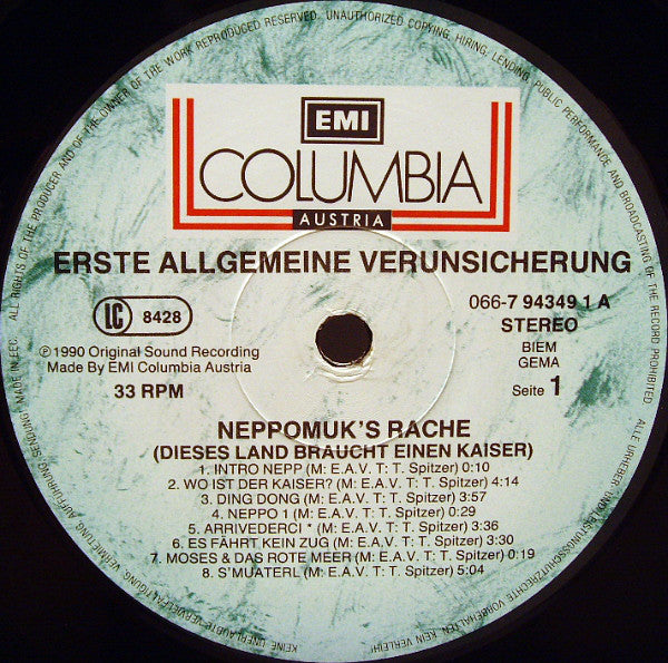 EAV (Erste Allgemeine Verunsicherung) : Neppomuk's Rache (Dieses Land Braucht Einen Kaiser) (LP, Album)