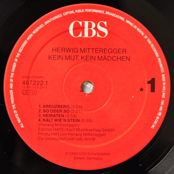 Herwig Mitteregger : Kein Mut - Kein Mädchen (LP, Album, RE)