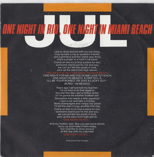 Jul Lekey : One Night In Rio, One Night In Miami Beach (7", Single)