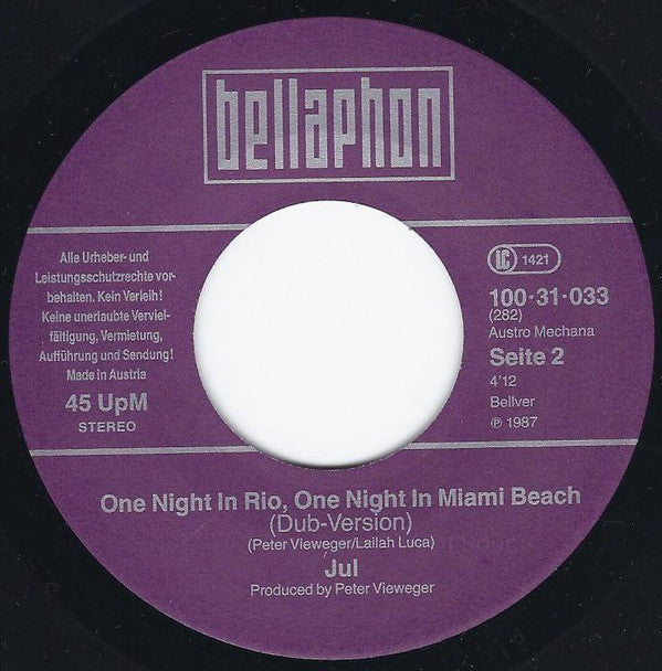 Jul Lekey : One Night In Rio, One Night In Miami Beach (7", Single)