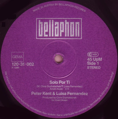 Luisa Fernandez & Peter Kent : Solo Por Ti (12", Maxi)