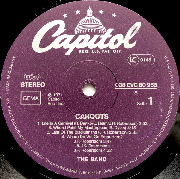 The Band : Cahoots (LP, Album, RE, Gat)