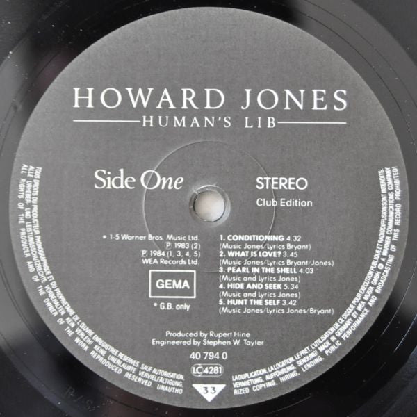 Howard Jones : Human's Lib (LP, Album, Club)