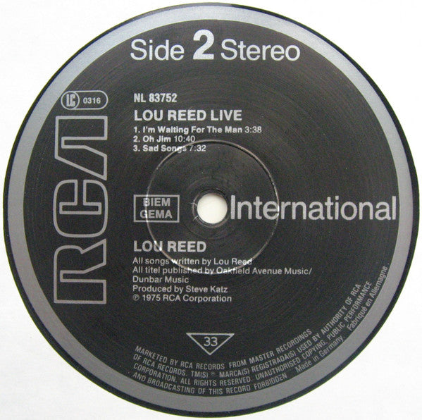 Lou Reed : Lou Reed Live (LP, Album, RE)