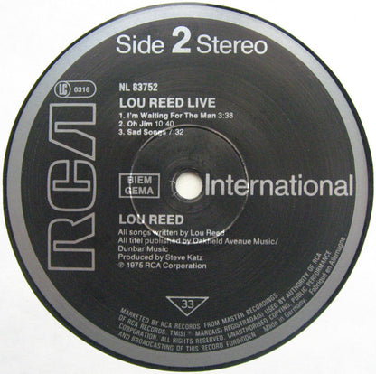 Lou Reed : Lou Reed Live (LP, Album, RE)
