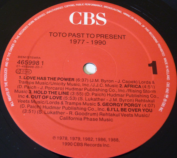 Toto : Past To Present 1977 - 1990 (LP, Comp)