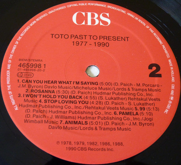 Toto : Past To Present 1977 - 1990 (LP, Comp)