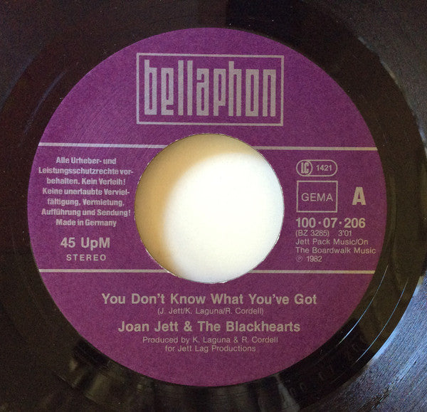 Joan Jett & The Blackhearts : You Don't Know What You've Got (7", Single)
