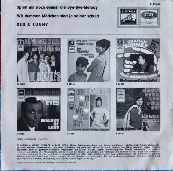 Sue & Sunny : Wir Dummen Mädchen Sind Ja Selber Schuld (7", Single)