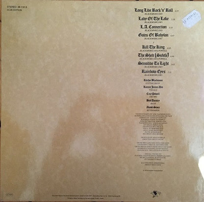 Rainbow : Long Live Rock 'N' Roll (LP, Album, Club)