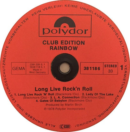 Rainbow : Long Live Rock 'N' Roll (LP, Album, Club)