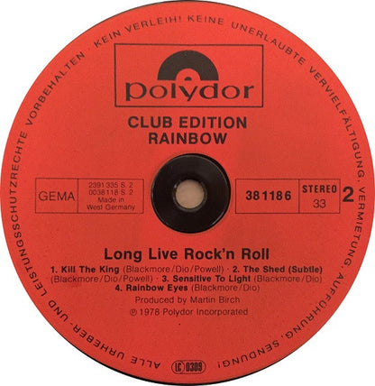 Rainbow : Long Live Rock 'N' Roll (LP, Album, Club)