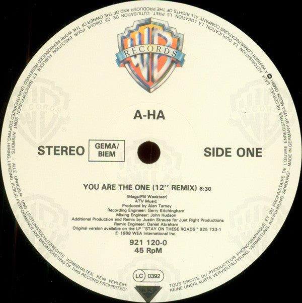 a-ha : You Are The One (12" Remix) (12", Maxi)