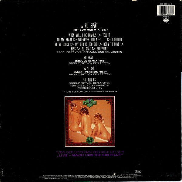 Die Ärzte : Zu Spät (Hit Summer Mix '88) (12", Maxi)