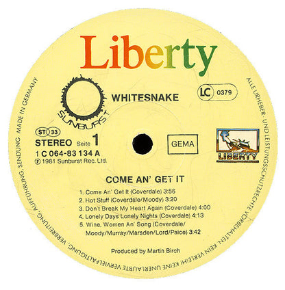 Whitesnake : Come An' Get It (LP, Album)
