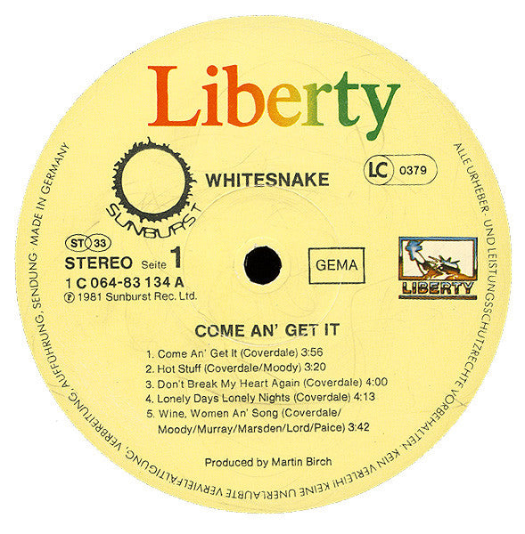 Whitesnake : Come An' Get It (LP, Album)