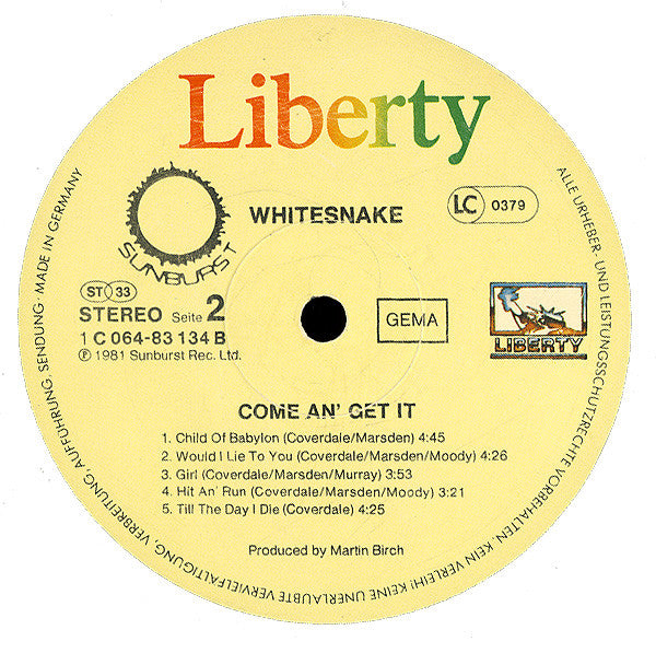 Whitesnake : Come An' Get It (LP, Album)