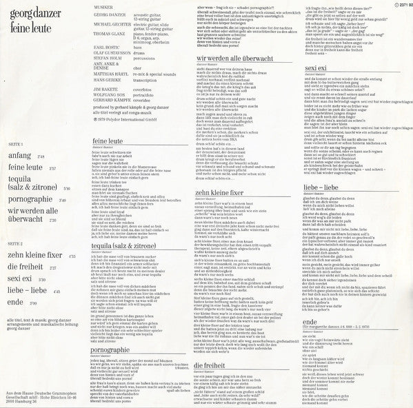 Georg Danzer : Feine Leute (LP, Album, Inj)