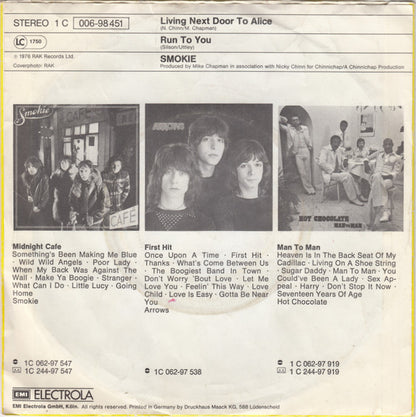 Smokie : Living Next Door To Alice (7", Single, EMI)