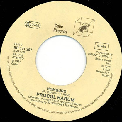 Procol Harum : A Whiter Shade Of Pale / Homburg (7", Single, RE)