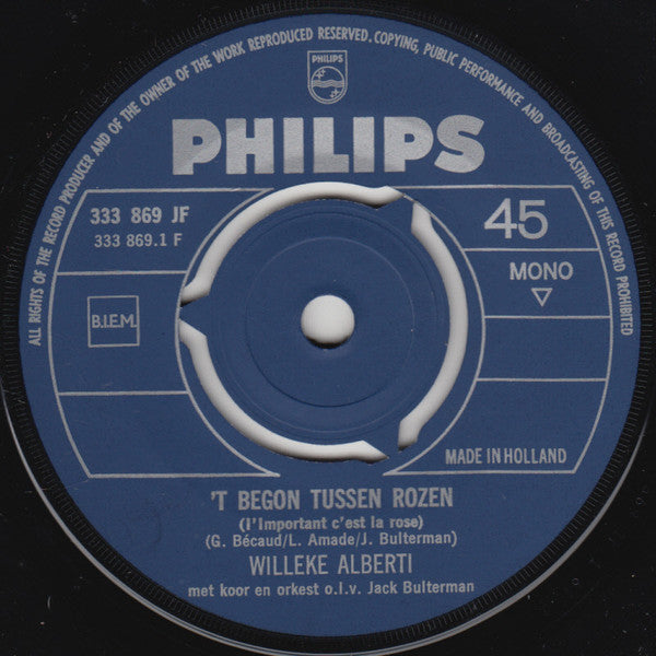 Willeke Alberti : Ritornera (Wanneer Zie Ik Je Weer) (7", Single, Mono)