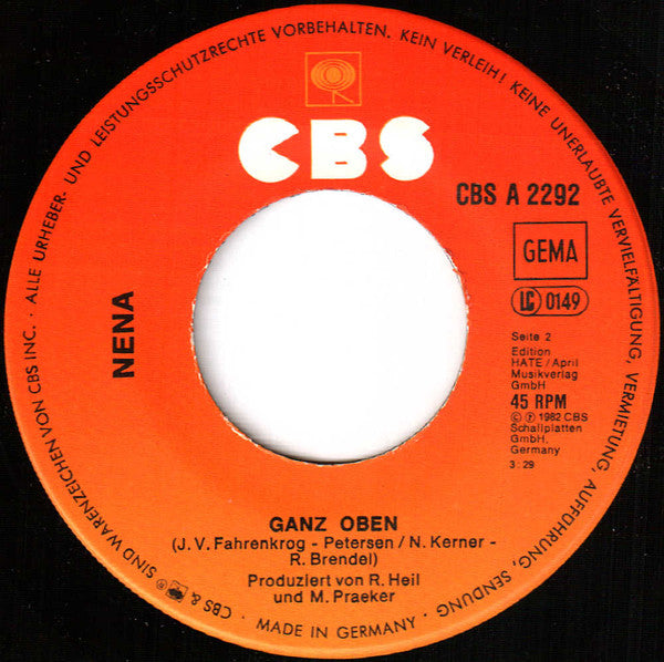 Nena : Nur Geträumt (7", Single)