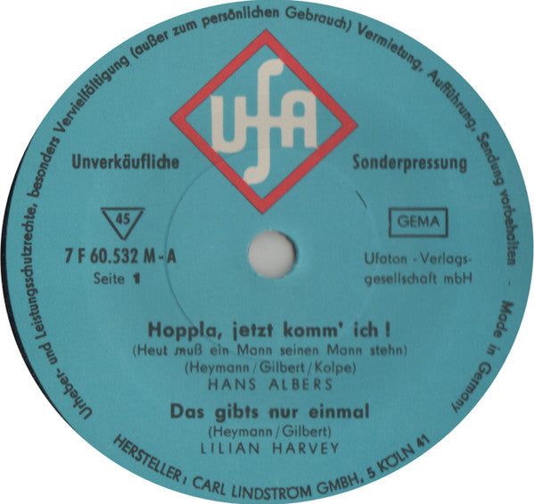 Various : Unvergessenes Aus Der Filmgeschichte (7", Promo, S/Edition)