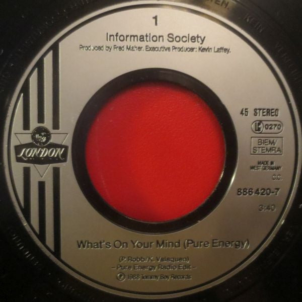 Information Society : What's On Your Mind (Pure Energy) (7", Single)